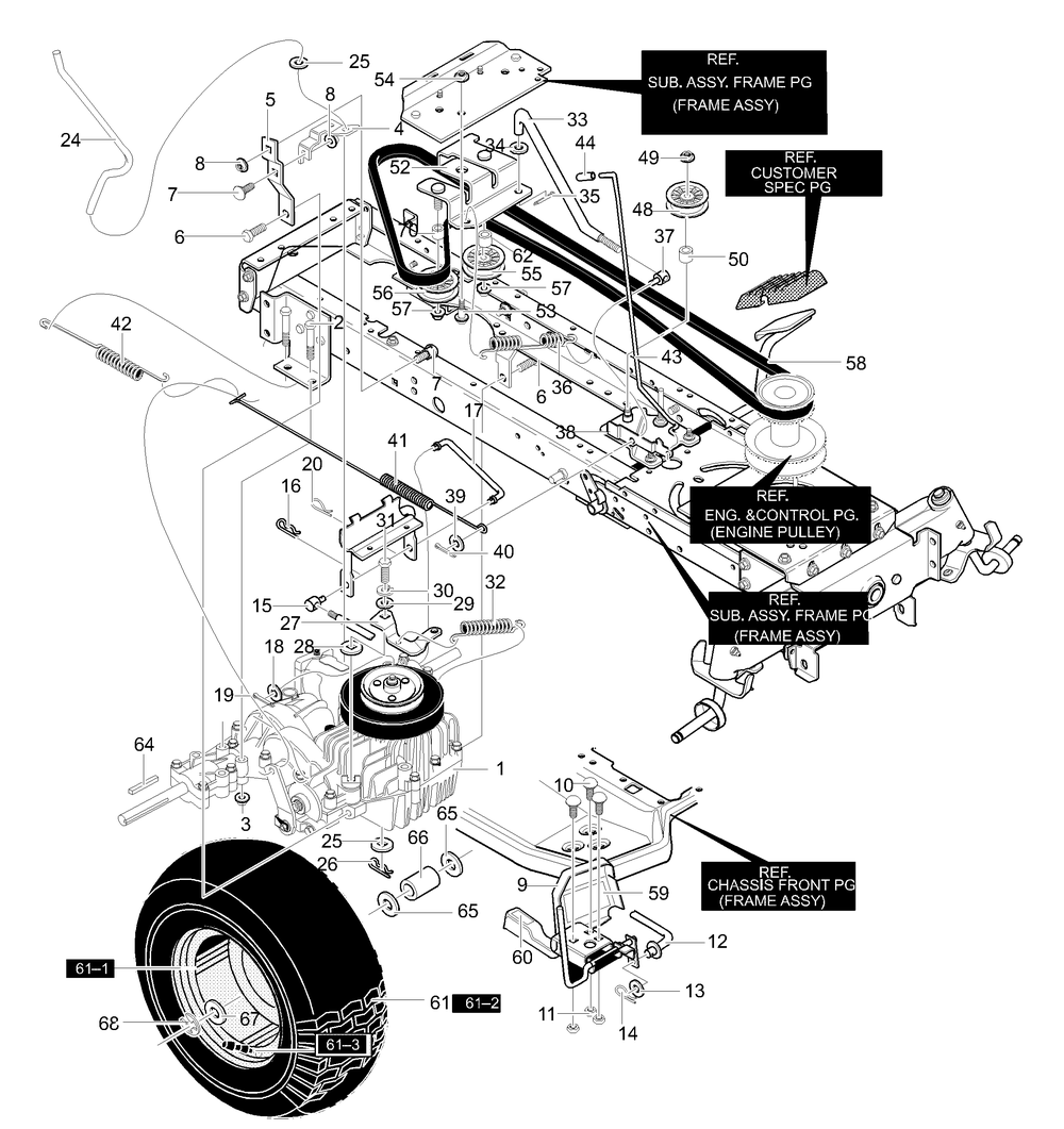 Motion Drive Diagram and Parts List for 425608X58A 2001 Briggs and Stratton Lawn Tractor
